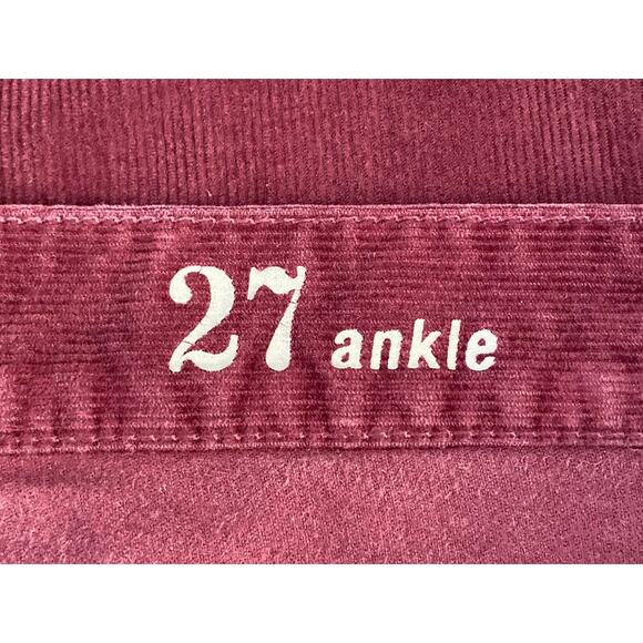 J. Crew Toothpick Size 27 Ankle Burgundy Corduroy Pants Slim Straight Casual - Picture 8 of 9